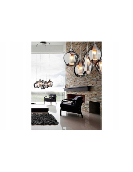 Lampa sufitowa Amber Milano 5, nowoczesna z przydymionym kloszem i chromowanym wykończeniem, 5-punktowa, elegancka.