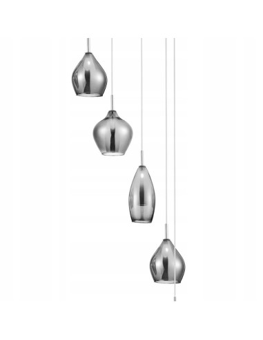 Żyrandol Kaskadowy Amber Milano 9 – Elegancka Lampa Wisząca z 9 Punktami Świetlnymi G9 w Srebrnym Wykończeniu