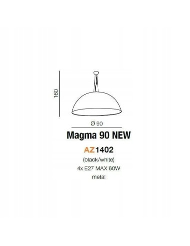 Lampa wisząca MAGMA E27 - elegancki, czarny klosz 90 cm, idealna do nowoczesnych i klasycznych wnętrz.