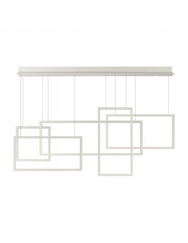 Lampa wisząca QUADRATUS LED, nowoczesna biała, regulowana wysokość, 1300 lumenów, idealna do biura i salonu