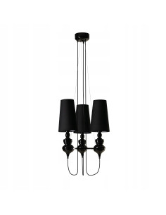 Lampa wisząca Baroco 3 w stylu gotyckim - czarna, 3-punktowa, regulowana wysokość, elegancki element dekoracyjny