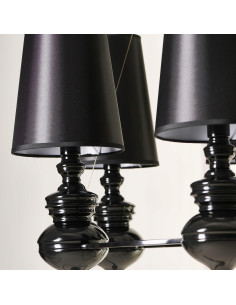 Lampa wisząca Baroco 3 w stylu gotyckim - czarna, 3-punktowa, regulowana wysokość, elegancki element dekoracyjny 2