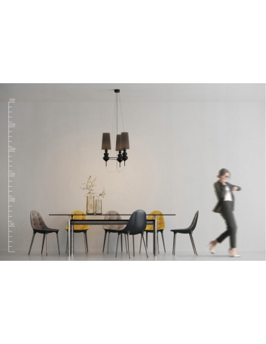 Lampa wisząca Baroco 3 w stylu gotyckim - czarna, 3-punktowa, regulowana wysokość, elegancki element dekoracyjny