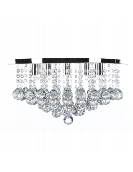 Lampa sufitowa BOLLA 48 z kryształkami, chromowana, 8-punktowa, nowoczesny design do salonu i jadalni