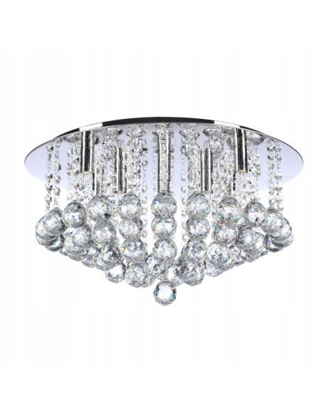 Lampa sufitowa BOLLA 48 z kryształkami, chromowana, 8-punktowa, nowoczesny design do salonu i jadalni