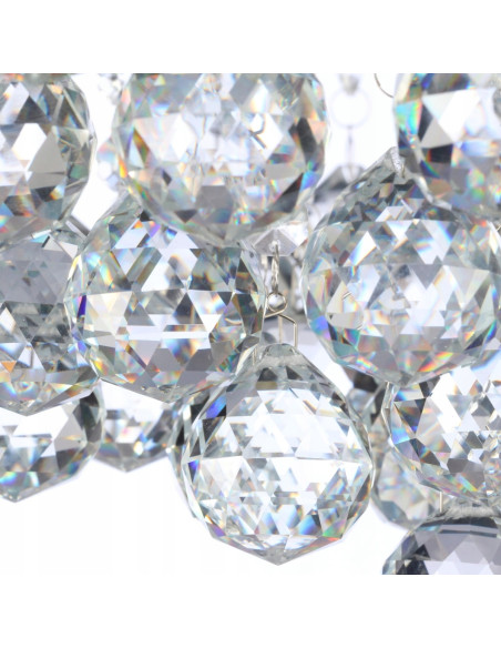 Lampa sufitowa BOLLA 48 z kryształkami, chromowana, 8-punktowa, nowoczesny design do salonu i jadalni