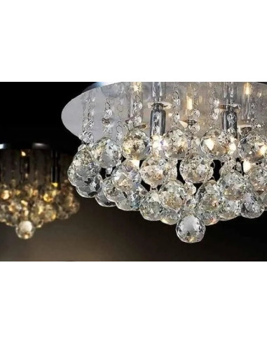 Lampa sufitowa BOLLA 48 z kryształkami, chromowana, 8-punktowa, nowoczesny design do salonu i jadalni