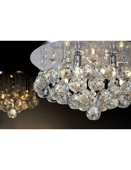 Lampa sufitowa BOLLA 48 z kryształkami, chromowana, 8-punktowa, nowoczesny design do salonu i jadalni