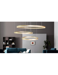 Lampa sufitowa HALO PENDANT w złotym kolorze, regulowana, 3 źródła LED - idealna do jadalni i salonu 2