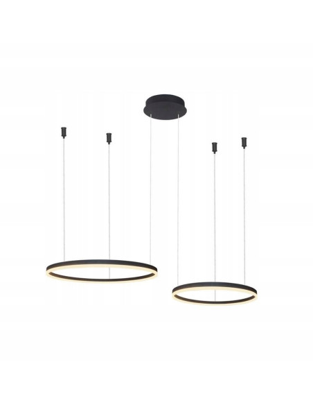 Lampa wisząca HALO PENDANT 80+60 CCT czarna - nowoczesne oświetlenie LED do salonu, jadalni i biura