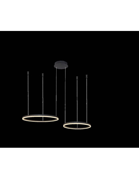 Lampa wisząca HALO PENDANT 80+60 CCT czarna - nowoczesne oświetlenie LED do salonu, jadalni i biura