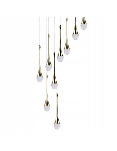 Lampa wisząca DALMA LED w kształcie sopla z złotymi akcentami, nowoczesna dekoracja do biura i wnętrz 400 cm.