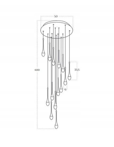 Lampa wisząca DALMA LED w kształcie sopla z złotymi akcentami, nowoczesna dekoracja do biura i wnętrz 400 cm.