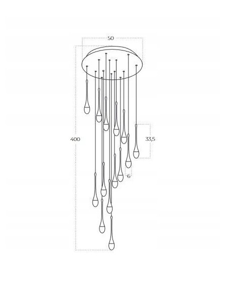 Lampa wisząca DALMA LED w kształcie sopla z złotymi akcentami, nowoczesna dekoracja do biura i wnętrz 400 cm.
