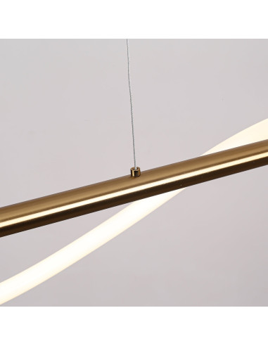 Lampa wisząca LED Meleca S w złotej kolorze, nowoczesny design, regulowane światło, idealna do jadalni i salonu.