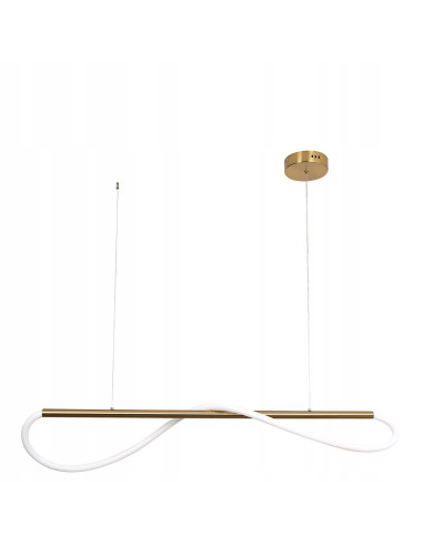 Lampa wisząca LED Meleca S w złotej kolorze, nowoczesny design, regulowane światło, idealna do jadalni i salonu.