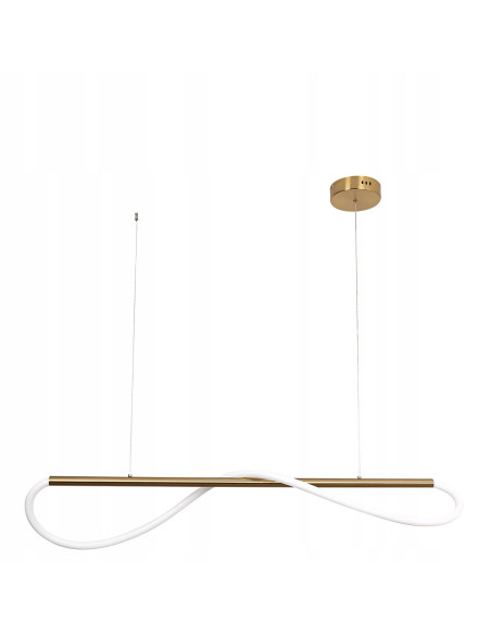 Lampa wisząca LED Meleca S w złotej kolorze, nowoczesny design, regulowane światło, idealna do jadalni i salonu.