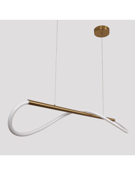 Lampa wisząca LED Meleca S w złotej kolorze, nowoczesny design, regulowane światło, idealna do jadalni i salonu.