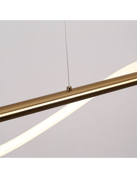 Lampa wisząca LED Meleca S w złotej kolorze, nowoczesny design, regulowane światło, idealna do jadalni i salonu.