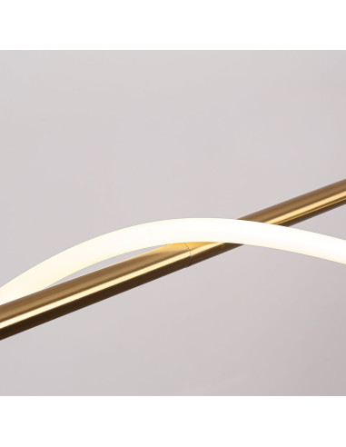 Lampa wisząca LED Meleca S w złotej kolorze, nowoczesny design, regulowane światło, idealna do jadalni i salonu.