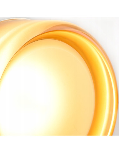 Lampa ścienna LED CANDY w bursztynowym kolorze, minimalistyczna, metalowa podstawa w niklu, do różnych wnętrz.