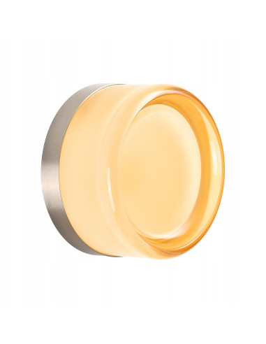 Lampa ścienna LED CANDY w bursztynowym kolorze, minimalistyczna, metalowa podstawa w niklu, do różnych wnętrz.