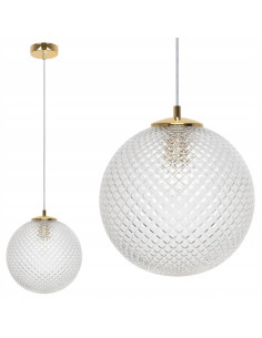 Lampa wisząca CANNES w stylu glamour z złotym wykończeniem i przezroczystym kloszem - elegancja dla każdego wnętrza.