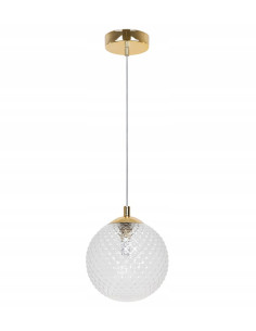 Lampa wisząca CANNES w stylu glamour z złotym wykończeniem i przezroczystym kloszem - elegancja dla każdego wnętrza. 2