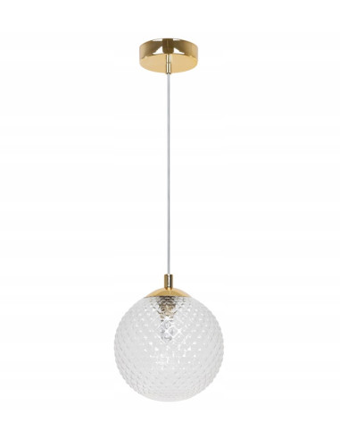 Lampa wisząca CANNES w stylu glamour z złotym wykończeniem i przezroczystym kloszem - elegancja dla każdego wnętrza.