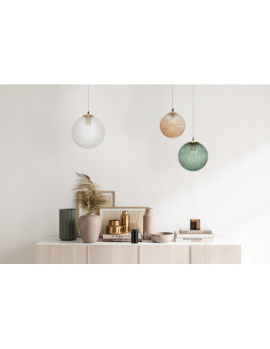 Lampa wisząca CANNES w stylu glamour z złotym wykończeniem i przezroczystym kloszem - elegancja dla każdego wnętrza.