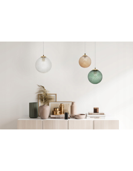 Lampa wisząca CANNES w stylu glamour z złotym wykończeniem i przezroczystym kloszem - elegancja dla każdego wnętrza.