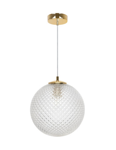 Lampa wisząca CANNES w stylu glamour z złotym wykończeniem i przezroczystym kloszem - elegancja dla każdego wnętrza.