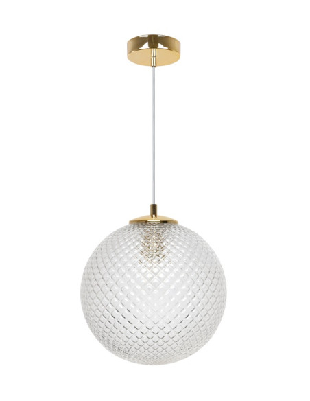 Lampa wisząca CANNES w stylu glamour z złotym wykończeniem i przezroczystym kloszem - elegancja dla każdego wnętrza.