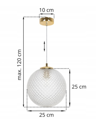 Lampa wisząca CANNES w stylu glamour z złotym wykończeniem i przezroczystym kloszem - elegancja dla każdego wnętrza.