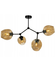 Lampa sufitowa pająk w kolorze bursztynowym i czarnym, elegancki design do sypialni, salonu i biura