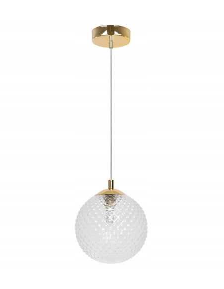 Lampa wisząca CANNES w stylu glamour z złotym wykończeniem i przezroczystym kloszem - elegancja dla każdego wnętrza.