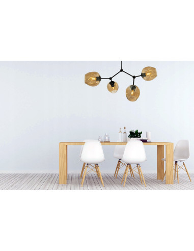 Lampa sufitowa pająk w kolorze bursztynowym i czarnym, elegancki design do sypialni, salonu i biura