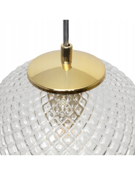 Lampa wisząca CANNES w stylu glamour z złotym wykończeniem i przezroczystym kloszem - elegancja dla każdego wnętrza.