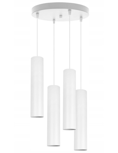 Nowoczesna lampa sufitowa TUBA 4-punktowa 20W, regulowana, metalowa, biała – oświetlenie biurowe i dekoracyjne