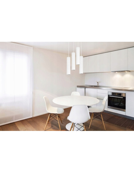 Nowoczesna lampa sufitowa TUBA 4-punktowa 20W, regulowana, metalowa, biała – oświetlenie biurowe i dekoracyjne