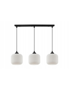 Lampa wisząca RIFFLE 3-punktowa glamour, regulowana, elegancka do salonu i jadalni, biała/czarna