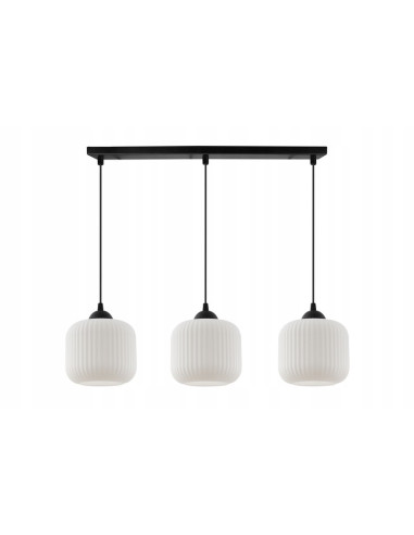 Lampa wisząca RIFFLE 3-punktowa glamour, regulowana, elegancka do salonu i jadalni, biała/czarna