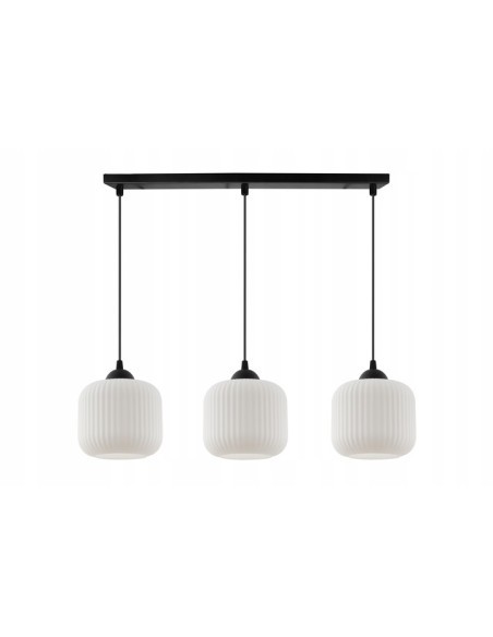 Lampa wisząca RIFFLE 3-punktowa glamour, regulowana, elegancka do salonu i jadalni, biała/czarna