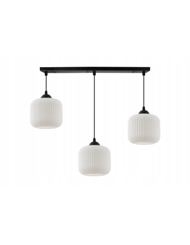 Lampa wisząca RIFFLE 3-punktowa glamour, regulowana, elegancka do salonu i jadalni, biała/czarna