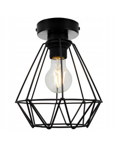 Lampa sufitowa EDISON w stylu loftowym, czarna metalowa, 1 punkt E27, idealna do biura i jadalni, 60W