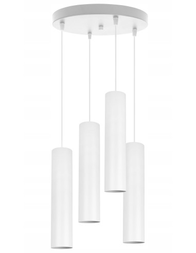 Nowoczesna lampa sufitowa TUBA 4-punktowa 20W, regulowana, metalowa, biała – oświetlenie biurowe i dekoracyjne