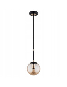 Lampa wisząca SEBIA - minimalistyczny żyrandol z dymioną kulą w czerni i złocie do nowoczesnych wnętrz 2