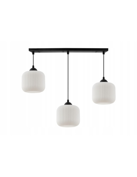 Lampa wisząca RIFFLE 3-punktowa glamour, regulowana, elegancka do salonu i jadalni, biała/czarna