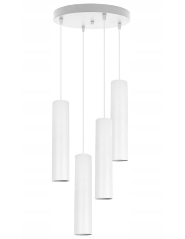 Nowoczesna lampa sufitowa TUBA 4-punktowa 20W, regulowana, metalowa, biała – oświetlenie biurowe i dekoracyjne