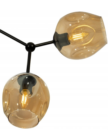 Lampa sufitowa pająk w kolorze bursztynowym i czarnym, elegancki design do sypialni, salonu i biura